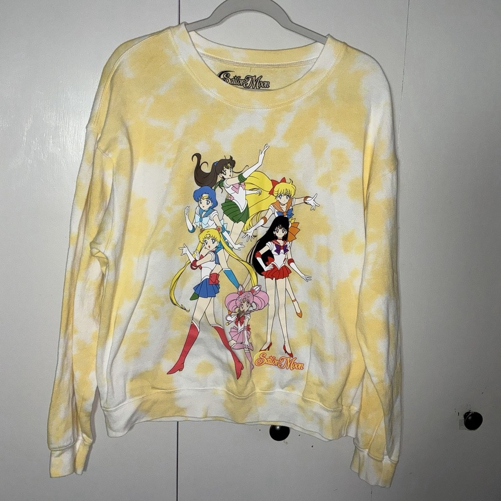 Sailor Moon Guardians Anime Size XL Yellow Tie Dyed Sweatshirt 21" X 24"